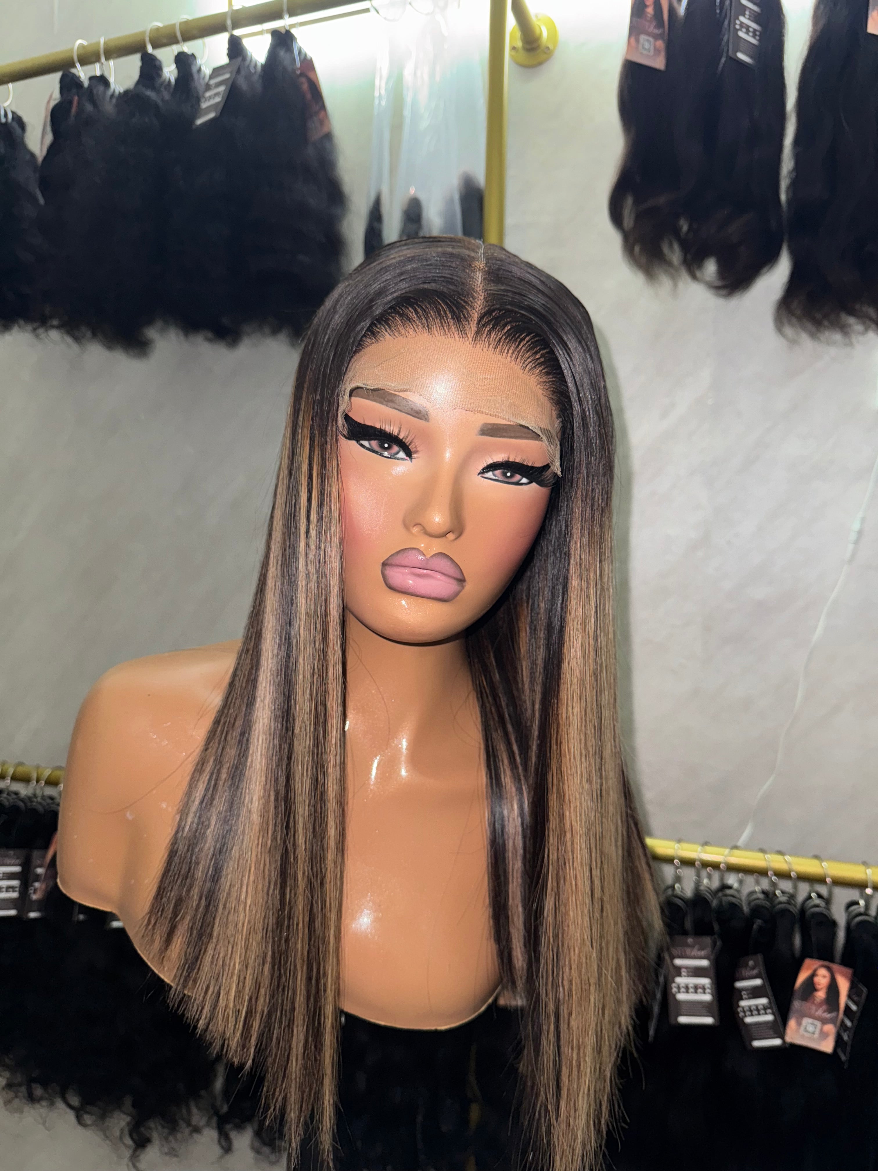 Highlighted Straight 5x5 HD Closure Wig